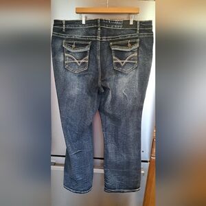 Ladies Thick Seam True Luck Jeans Size 24 Western Rodeo City Fold Over Bk Pckts